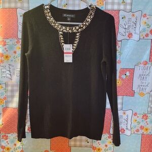 NWT  INC WOOL BLEND EMBELLISHED SWEATER HAS A SPOT ON IT LOOK AT PICS GOOD